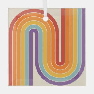 Retro 1970s stijl gebogen strepen geometrisch patr glas ornament