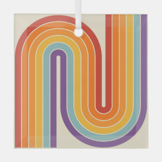 Retro 1970s stijl gebogen strepen geometrisch patr glas ornament