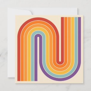 Retro 1970s stijl gebogen strepen geometrisch patr kaart