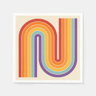 Retro 1970s stijl gebogen strepen geometrisch patr servet