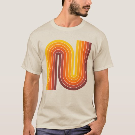 Retro 1970s stijl geometrisch T-shirt (Voorkant)
