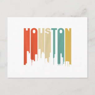 Retro 1970's stijl Houston Texas silhouet Briefkaart