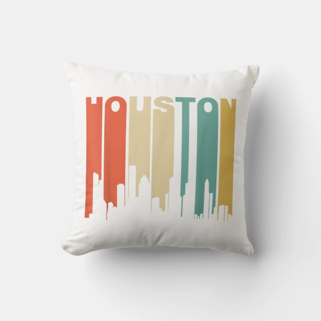 Retro 1970's stijl Houston Texas silhouet  Kussen (Voorkant)