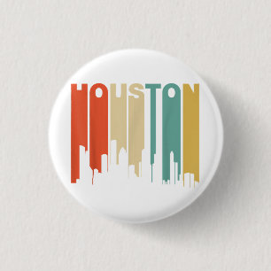 Retro 1970's stijl Houston Texas silhouet Ronde Button 3,2 Cm