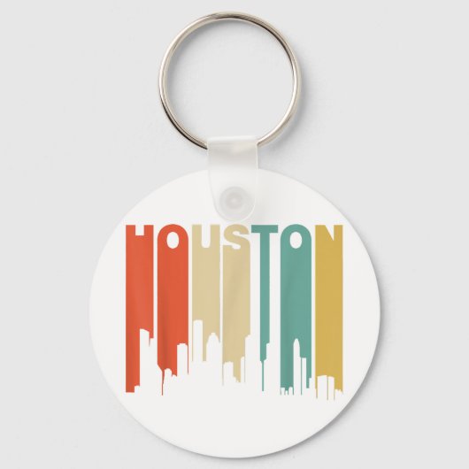 Retro 1970's stijl Houston Texas skyline Sleutelhanger (Voorkant)
