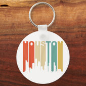 Retro 1970's stijl Houston Texas skyline Sleutelhanger (Voorkant)