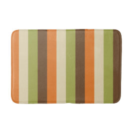 Retro 1970s Stripes Green, Oranje, Brown, Cream Badmat