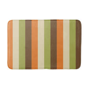 Retro 1970s Stripes Green, Oranje, Brown, Cream Badmat
