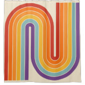 Retro 1970s Style Arched Stripes Geometric Pattern Douchegordijn (Voorkant)
