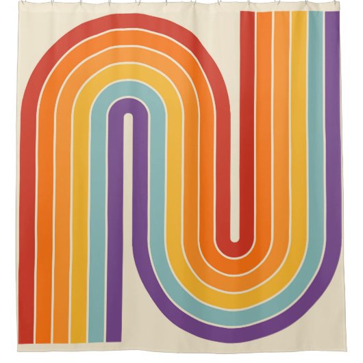 Retro 1970s Style Arched Stripes Geometric Pattern Douchegordijn (Voorkant)