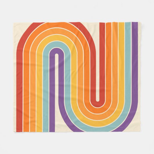 Retro 1970s Style Arched Stripes Geometric Pattern Fleece Deken (Voorkant (Horizontaal))