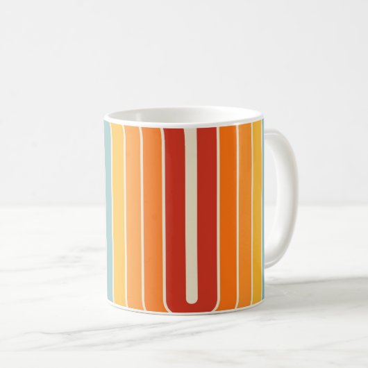 Retro 1970s Style Arched Stripes Geometric Pattern Koffiemok (Voorkant rechts)