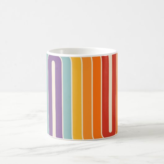 Retro 1970s Style Arched Stripes Geometric Pattern Koffiemok (Center)