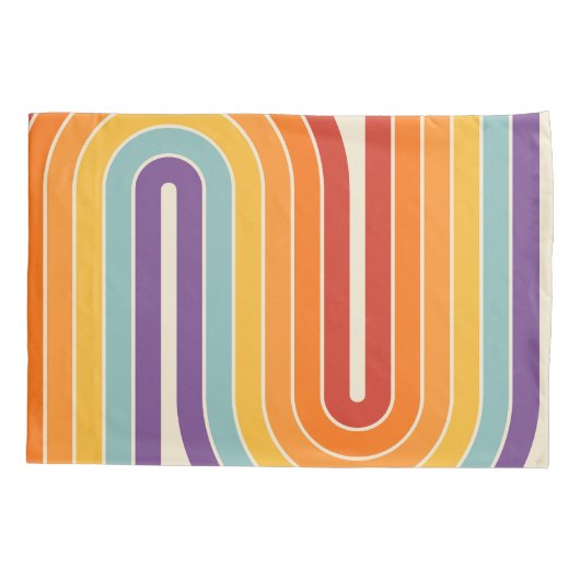 Retro 1970s Style Arched Stripes Geometric Pattern Kussensloop (Achterkant-Links)
