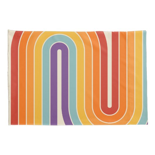 Retro 1970s Style Arched Stripes Geometric Pattern Kussensloop (Achterkant-Rechts)