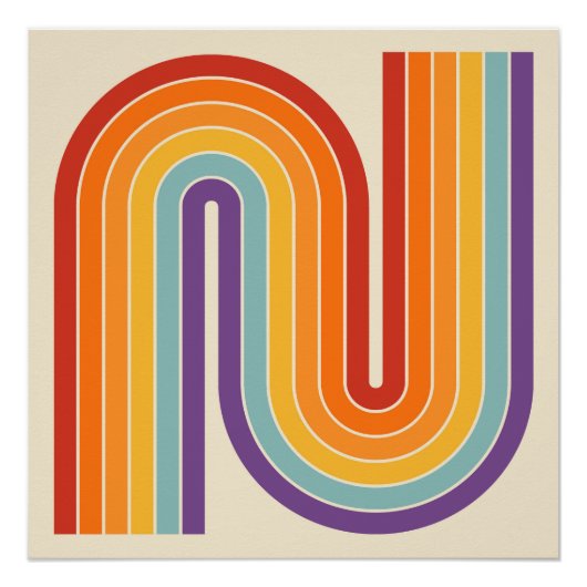 Retro 1970s Style Arched Stripes Geometric Pattern Perfect Poster (Voorkant)