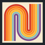 Retro 1970s Style Arched Stripes Geometric Pattern Poster<br><div class="desc">This artwork channels a retro graphic spirit, forming the letter‑like curve with parallel bands of red, orange, yellow, light blue, teal, and purple. The layered arcs flow in harmony, evoking the bold optimism of 1970s design. Set against a soft beige background, the vibrant rainbow palette stands out with clarity and...</div>