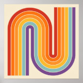 Retro 1970s Style Arched Stripes Geometric Pattern Poster (Voorkant)