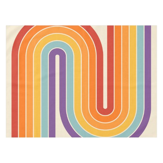 Retro 1970s Style Arched Stripes Geometric Pattern Tafelkleed (Voorkant (Horizontaal))