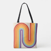 Retro 1970s Style Arched Stripes Geometric Pattern Tote Bag (Achterkant)