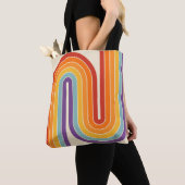 Retro 1970s Style Arched Stripes Geometric Pattern Tote Bag (Dichtbij)