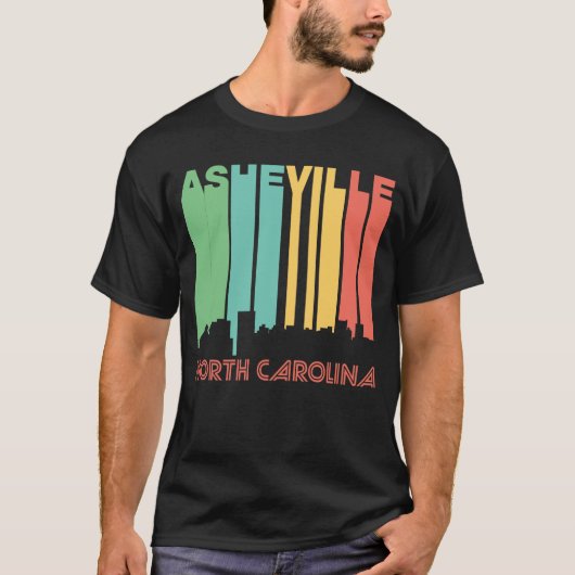 Retro 1970's Style Asheville North Carolina Skylin T-shirt (Voorkant)