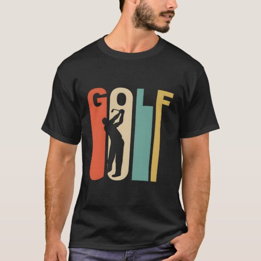 Retro 1970's Style Golfer Golfen Sport T-shirt (Voorkant)