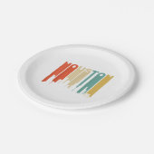 Retro 1970's Style Houston Texas Skyline  Papieren Bordje (Gekanteld)