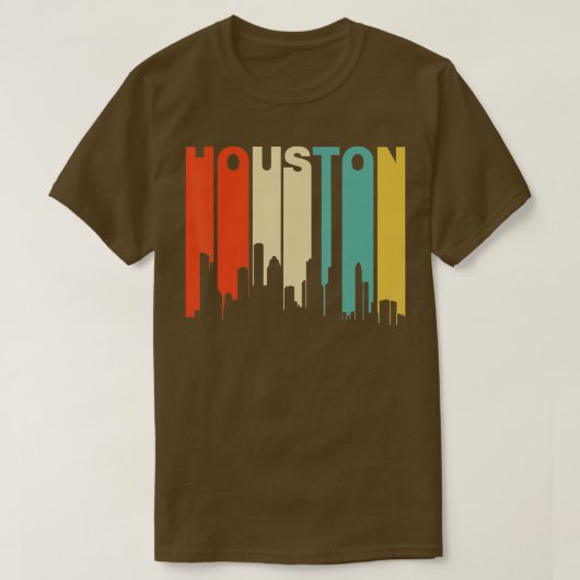 Retro 1970s Style Houston Texas Skyline T-shirt (Design voorkant)