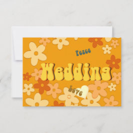 Retro 1970s Theme Wedding sparen de Datum Save The Date