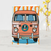 Retro 1970's Van | Groovy Verjaardag Kaart (Gele Bloem)