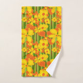 Retro 1970's Vette Oranje gele bloemen Bad Handdoek (Handdoek)