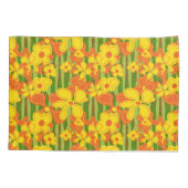 Retro 1970's Vette Oranje gele bloemen Kussensloop (Achterkant-Links)