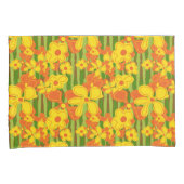 Retro 1970's Vette Oranje gele bloemen Kussensloop (Voorkant-Rechts)