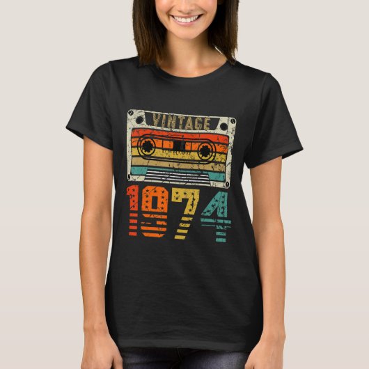 Retro 1974 49th Birthday T-shirt (Voorkant)