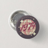 Retro 1974 50e verjaardag paars ronde button 3,2 cm (Voorkant /achterkant)
