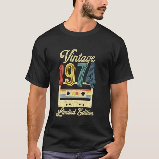 Retro  1974 Cassettebandje 48th Birthday Mus T-shirt (Voorkant)