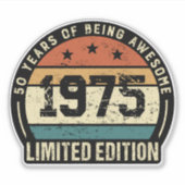 Retro 1975 50e verjaardag sticker (Voorkant)