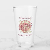 Retro 1976 50e verjaardag bierglas glas (Voorkant)
