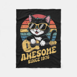 Retro 1976 Birthday 50th Cat Lover Bday Ukulele Fleece Deken