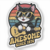 Retro 1976 Birthday 50th Cat Lover Bday Ukulele Sticker (Voorkant)