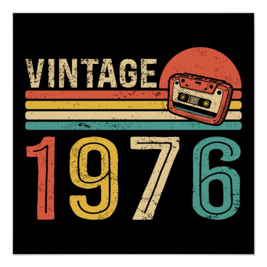 Retro 1976 Birthday Music Cassette Tape 50th Bday Perfect Poster (Voorkant)