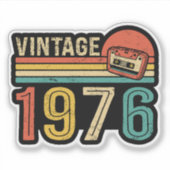 Retro 1976 Birthday Music Cassette Tape Bday Gift Sticker (Voorkant)