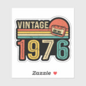 Retro 1976 Birthday Music Cassette Tape Bday Gift Sticker (Vel)