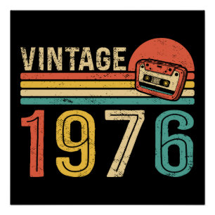 Retro 1976 Verjaardagsmuziek Cassettebandje 50e Ve Perfect Poster