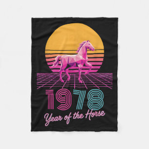 Retro 1978 Jaar Van Het Paard Cny Dierenriem Ruite Fleece Deken