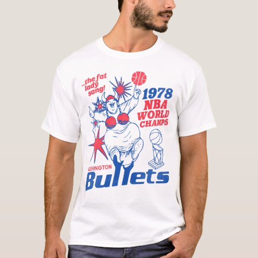 Retro 1978 Washington Bullets Basketbal Kampioenen T-shirt (Voorkant)