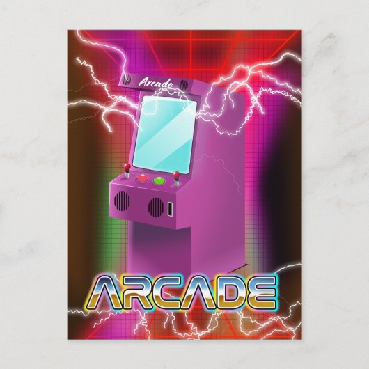 Retro 1980-arcade briefkaart (Voorkant)