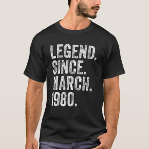 Retro 1980 Birthday March geboren vanaf 1980 T-shirt