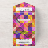 Retro  1980 Colorful Pattern Wedding All In One Uitnodiging (Buitenkant)